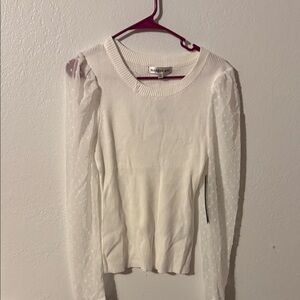 Charlotte Russe White Blouse with Sheer Sleeves